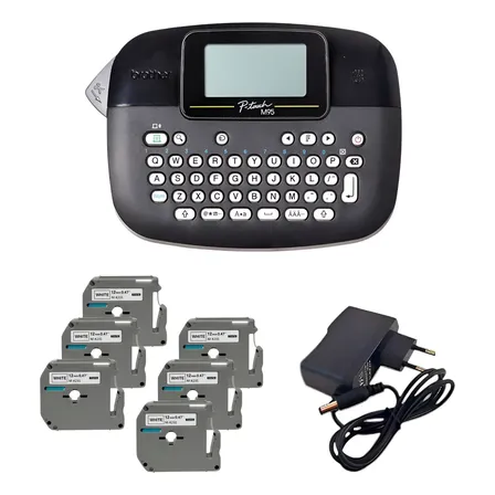 Rotulador Brother Pt-m95bk + 01 Fonte + 06 Fita X-full M231 Preto