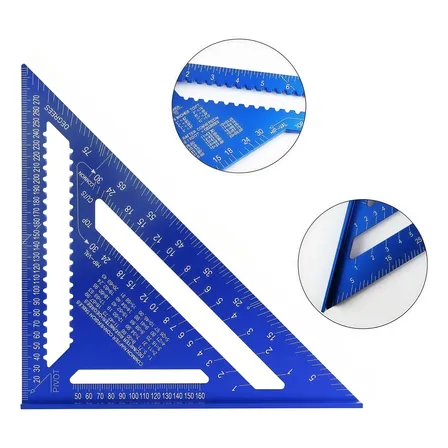 Esquadro Rápido Triangular Alumínio 12'' Pol Carpintaria Azul