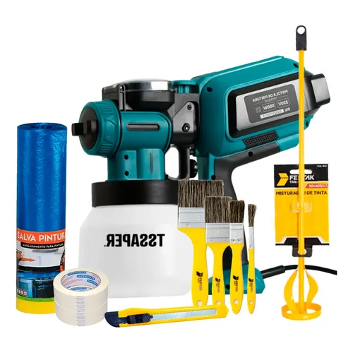 Kit Pintura Casa 10 Pç Tssaper Pistola Pulveriz. Crepepincel