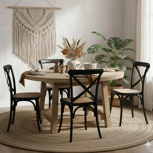 Kit 4 Cadeiras Paris Rattan Sala Cozinha Jantar La Mobilia Preto Consultar Variação