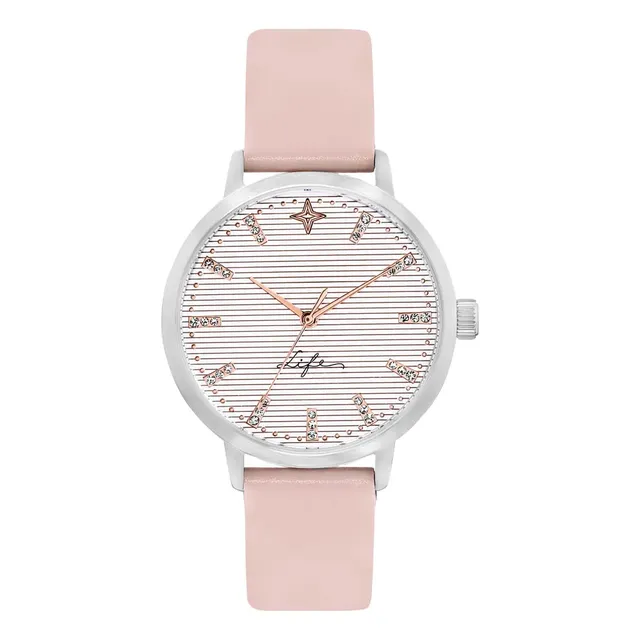 Relógio Life Desafios Feminino Couro Rosa Rosa Branco