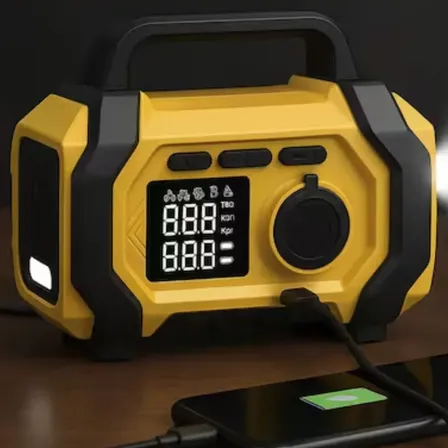 Compressor Portátil Multifuncional Carros Bicicletas Bolas Amarelo 127/220v 60 Monofásica
