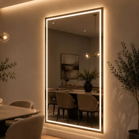 Espelho Grande Retangular 180x90 Jateado Touch Led 3 Cores