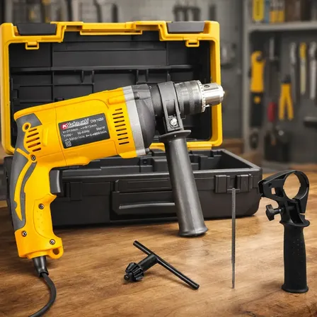 Furadeira De Impacto 13mm 900w Reversível Com Maleta Amarelo 127v 50/60 Hz