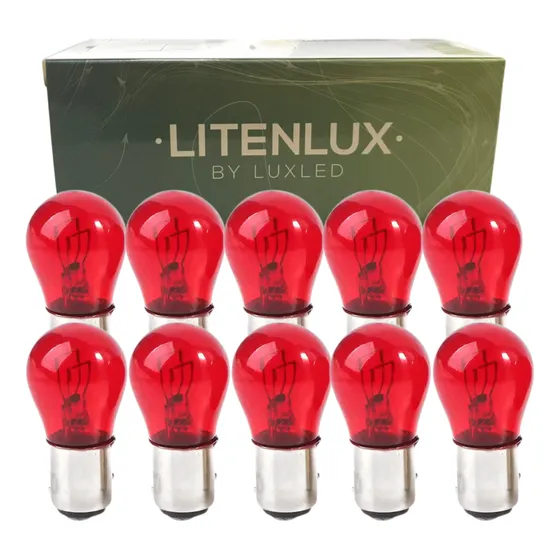 Kit 10 Lampadas 21/5w Bay15d 2 Polos 12v Vermelha P21/5w