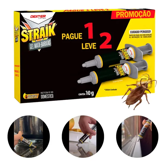 Kit Gel Mata Baratas 10g Pague 1 Leve 2 Straik Inseticida