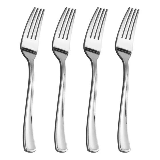 50 Garfos Descartáveis Plástico Prateado Resistente/ 18,5cm Prateado
