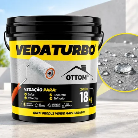 Tinta Emborrachada Vedaturbo Impermeável Cinza Claro Fosco
