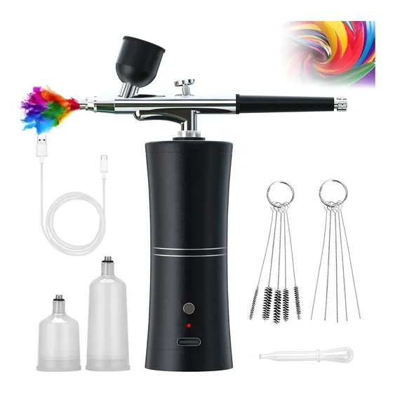 Kit Aerógrafo Recarregável Mini Compressor Sem Fio Portátil