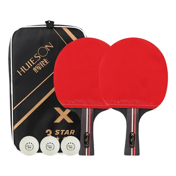 Raquete De Tênis De Mesa Madeira Pura 3 Estrelas + 3 Bolas