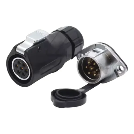 Conector 7 Pinos Prova Dagua Industrial Xhe20 Engate Rápido Preto