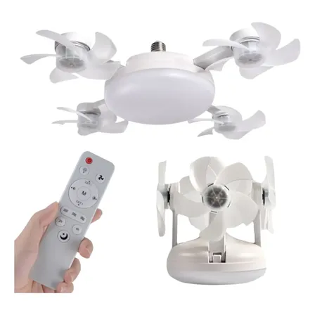 Ventilador Drone Teto Led E27 Controle Remoto 3 Níveis Tempo 50 Cm 50/60hz Branco 110v/220v Plástico 20