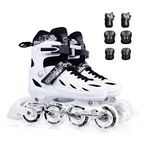 Adulto Patins Profissionais Ajustáveis Kit Proteção Completo