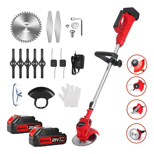 Maquina De Cortar Grama A Bateria Roçadeira Elétrica Portáti 110/127/220v Vermelho