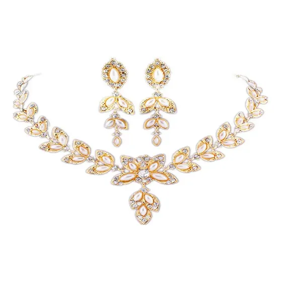 Conjunto Colar Brincos Zircônia Dourado Festa Luxo