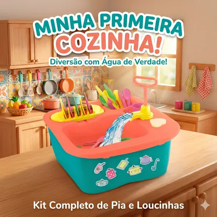 Pia Infantil Completa Brinquedo Cozinha Sai Água De Verdade Multicor