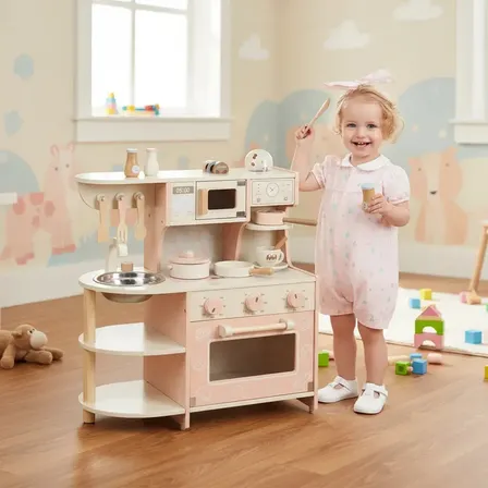 Cozinha De Brinquedos Clássica De Café Da Máquina De Madeira Palha