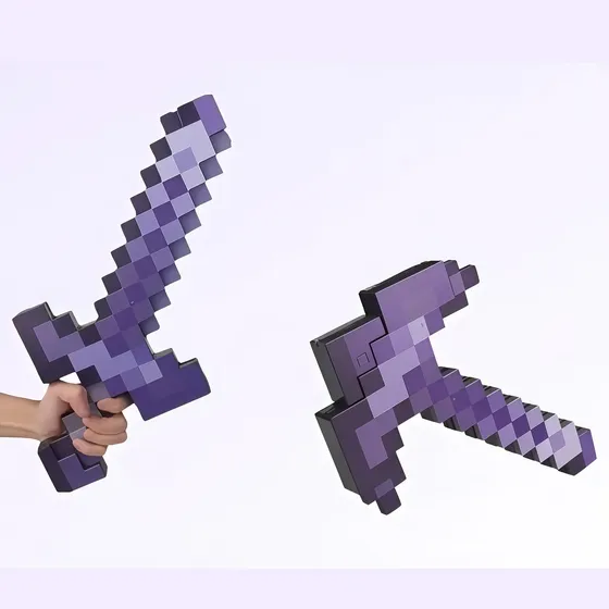 Espada E Picareta Transformáveis Brinquedo Tipo Minecraft Violeta-escuro