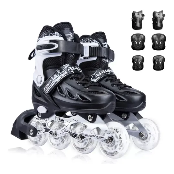 Adulto Patins Profissionais Ajustáveis Kit Proteção Completo