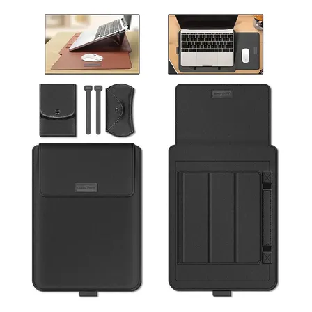 Case Capa Notebook Macbook Em Couro 4 Em 1, 13-16.1 Pol Preto