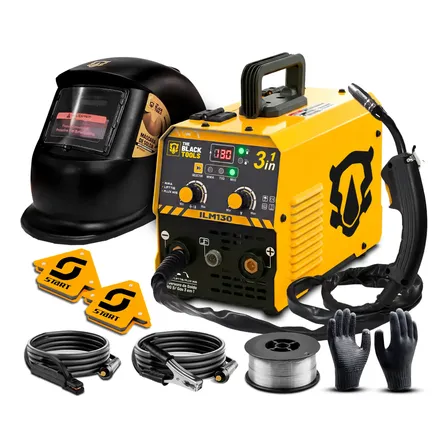 Maquina De Solda Multiprocessos Mig 130a 220v Tig Acessórios Amarelo 220v