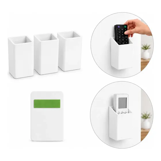 Kit 3x Suporte Porta Controle Universal Parede Cor Branco