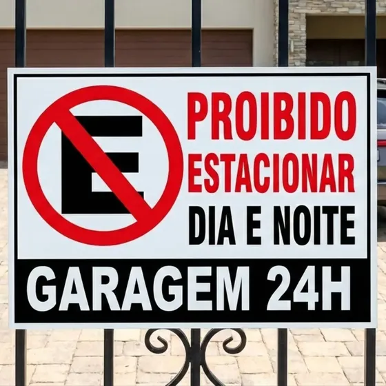Placa Proibido Estacionar 24h - 40x30cm Ps 1mm C Dupla Face