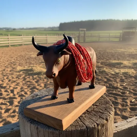 Boi/vaca Parada De Mesa Com Corda 6m Base Em Eucalipto Trata