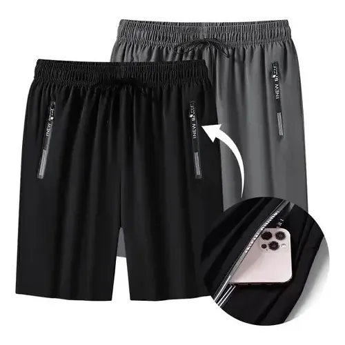 Bermuda Esportiva Masculina Com Bolsos Com Zíper Kit 2