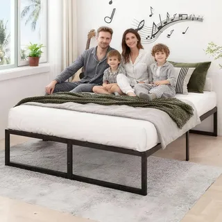 Estrutura De Cama Metal Casal C/espaço De Armazenamen Preto Preto