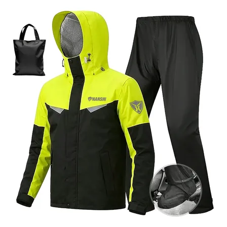 Capa De Chuva Moto Com Capuz Impermeável Motoqueiro Amarelo M(48-60kg)