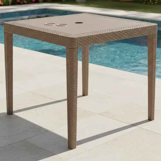 Mesa Quadrada Rattan Resistente Area De Lazer Piscina Jardim