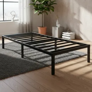 Estrutura De Cama Metal Solteiro 350kg Espaço De Armazenamen Preto