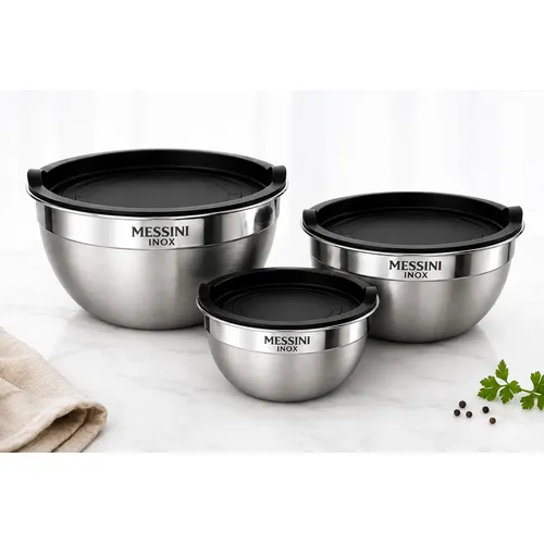 Tigela Bowl De Inox Com Tampa Messini Inox Inox