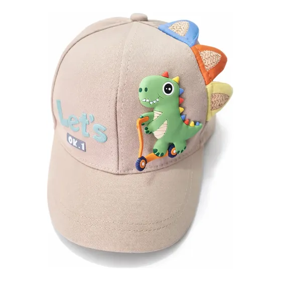 Boné Infantil Dinossauro 3d Ajustável Com Proteção Solar