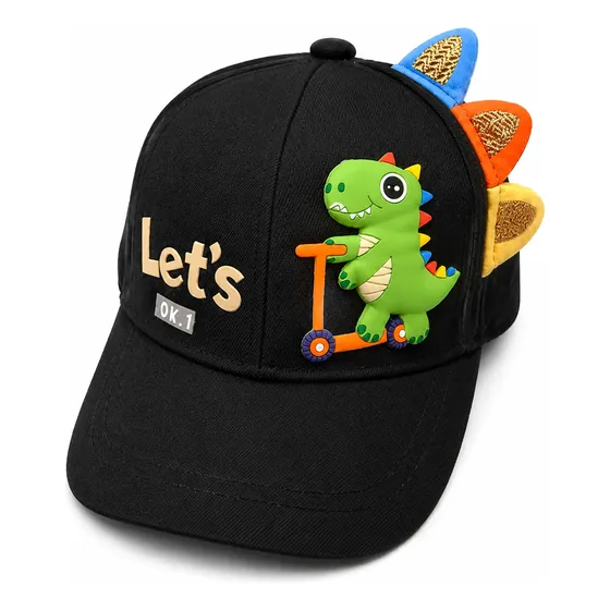 Boné Infantil Dinossauro 3d Ajustável Com Proteção Solar