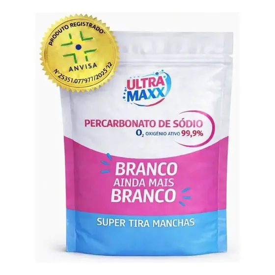 Percarbonato 1kg Alto Poder Roupas Brancas E Coloridas