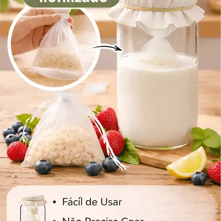 Kefir P/ Cultivo Na Organza Prático Não Precisa Coar - Saúde