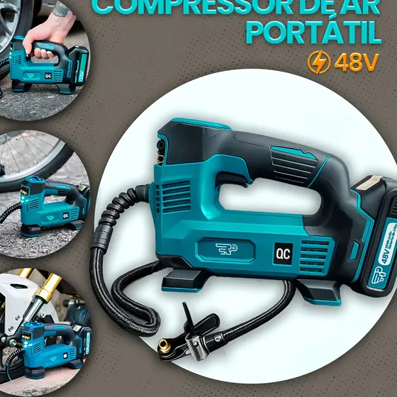 Compressor De Ar Portátil 2 Bateria 48v Digital 120 Psi