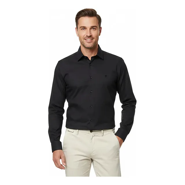 Camisa Masculina Slim Fit Polo Wear Preto P