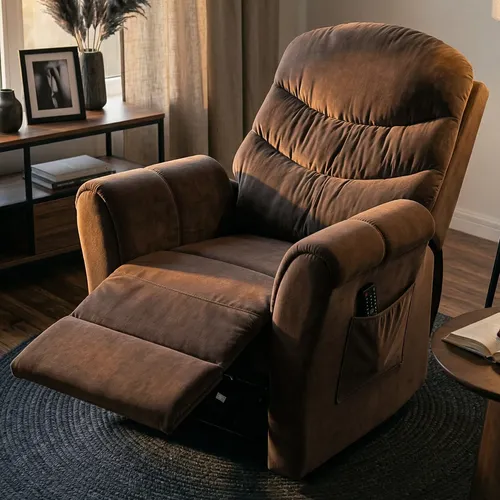 Poltrona Do Papai Reclinável Corino Conforto Premium Elite X Marrom Veludo