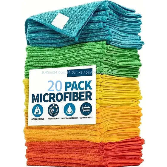 Kit 20 Peças Pano Microfibra Limpeza 25x25 Cm