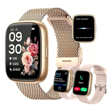 Smartwatch Feminino Esportivo Relógio Inteligente Ouro Rosa