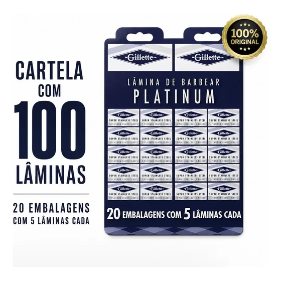Lâmina Barbear Gillette Cartela Com 100 Lâminas Platinum