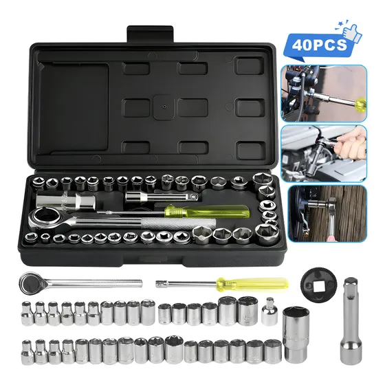 Kit Ferramentas Soquetes Multiuso 40 Peças Maleta Completa
