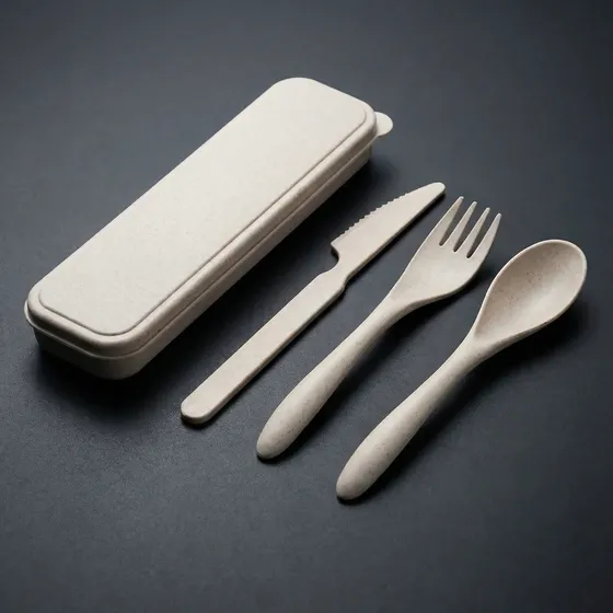 Kit Talheres Trigo Dobrável Eco Sem Bpa Estojo