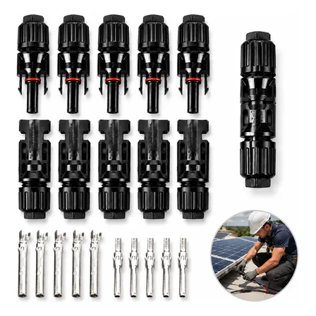 Kit 100 Pares Conector Mc4 Painel Solar Cabo Energia Solar Preto