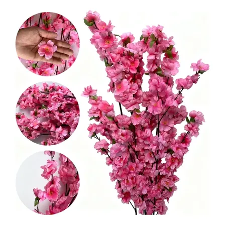 Buquês De Flores De Cerejeira Artificiais Pêssego 10 Galhos Rosa