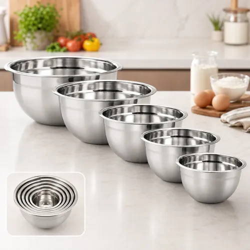 Kit 5 Tigelas Em Aço Inox Resistentes E Versáteis 5pcs