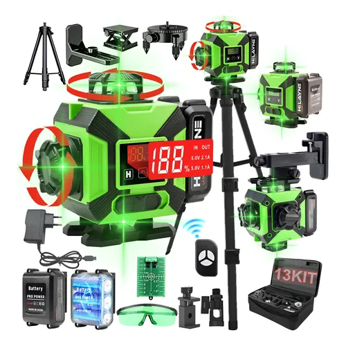 Nivel Laser 16 Linhas 360° Profissional Com 2bateria E Tripé